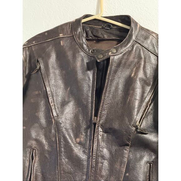 Men’s VTG  leather aviation pilot  brown distressed motorcycle jacket Size XL - Picture 4 of 5